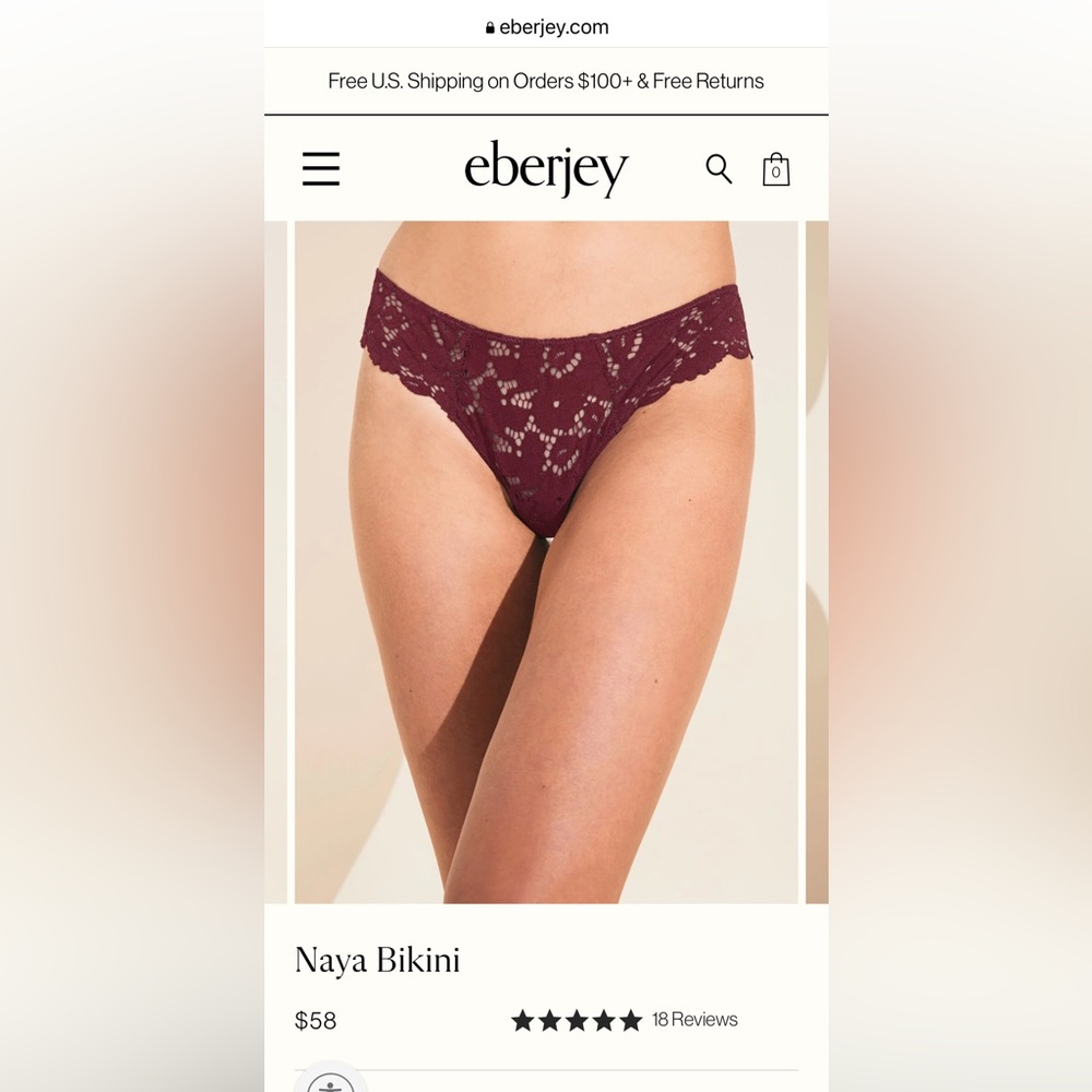 NWT, Eberjey Cheeky Bikini Bottoms, Small